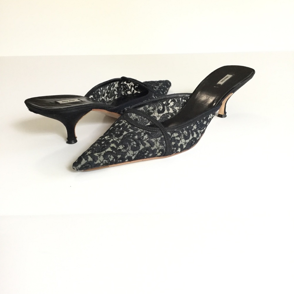 Miu Miu Black lace kitten heels